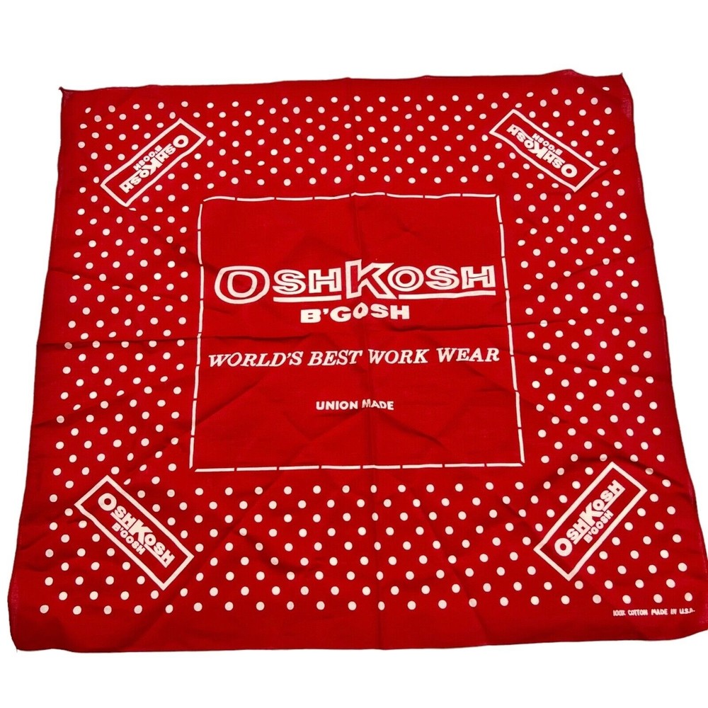 Oshkosh B Gosh Handkerchief Red White Cotton Biker BANDANA Hanky Pocket Square